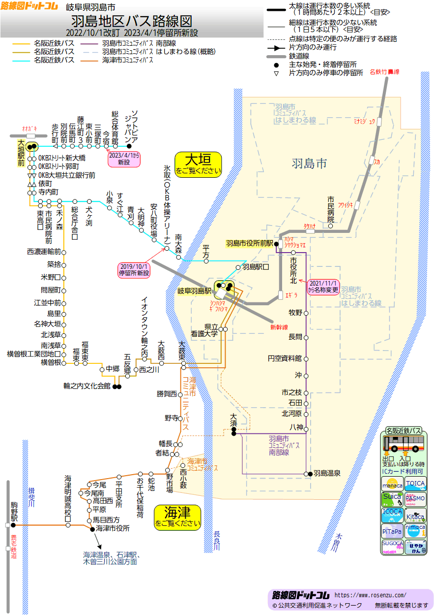 羽島地区バス路線図