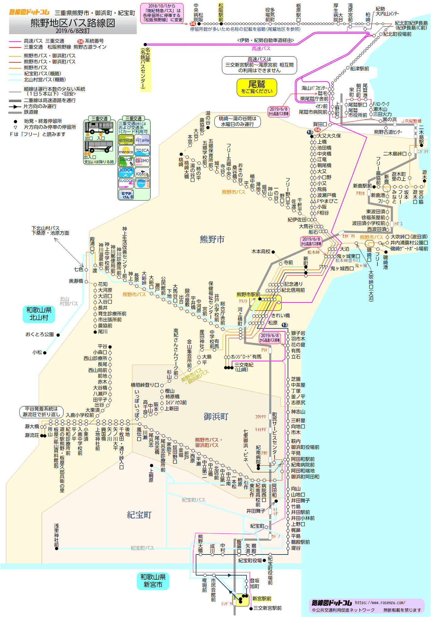 熊野地区バス路線図