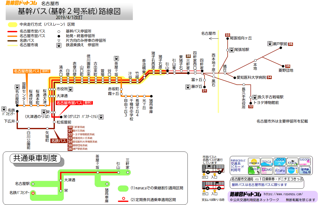 名古屋市基幹バス２号路線図