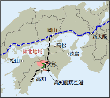 高知県嶺北地域の場所