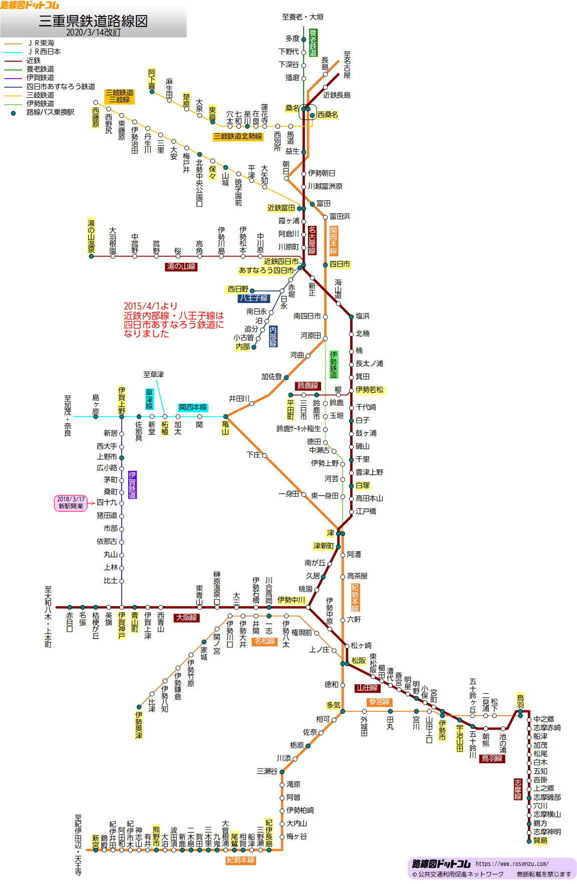 三重県鉄道路線図